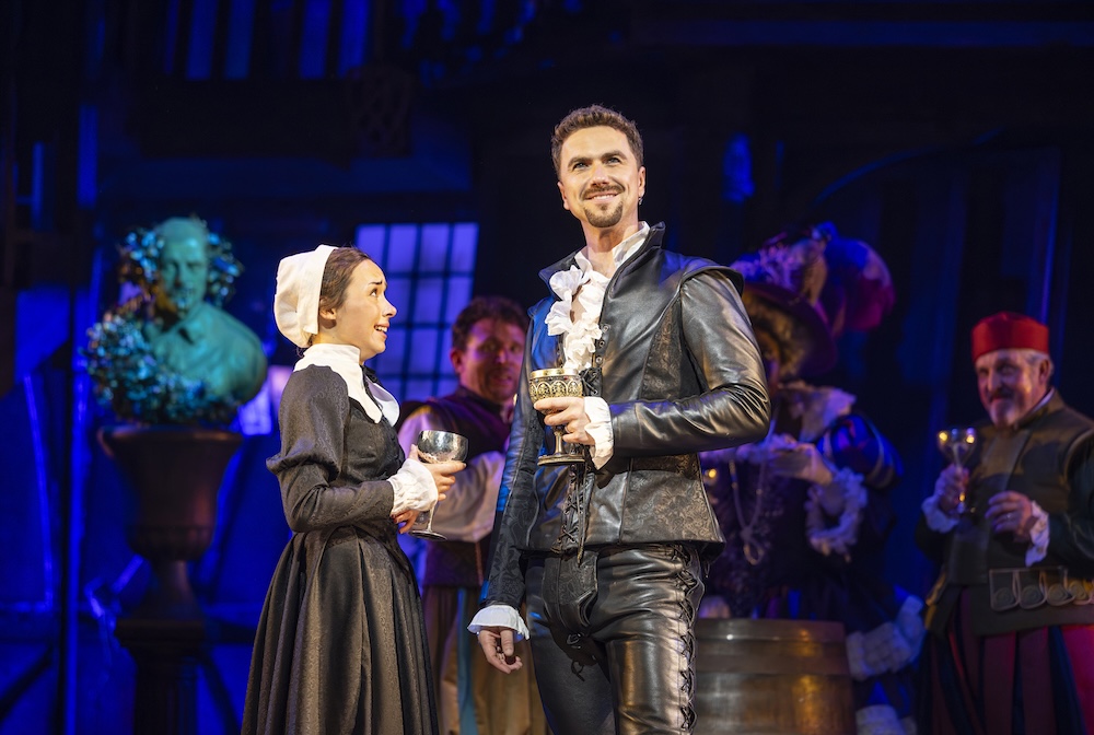 Something Rotten_Pamela Raith Photography william shakespear on stage in leather