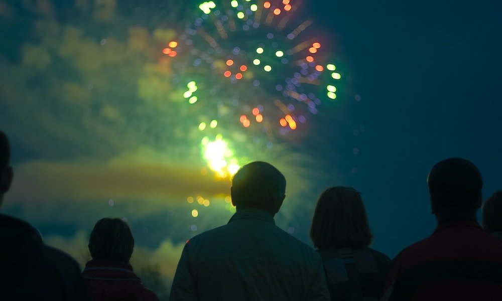 Crowd watching Fireworks in Bury