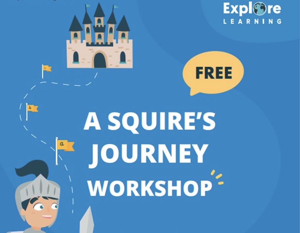 free explore learning workshop with a cartoon knight and castle