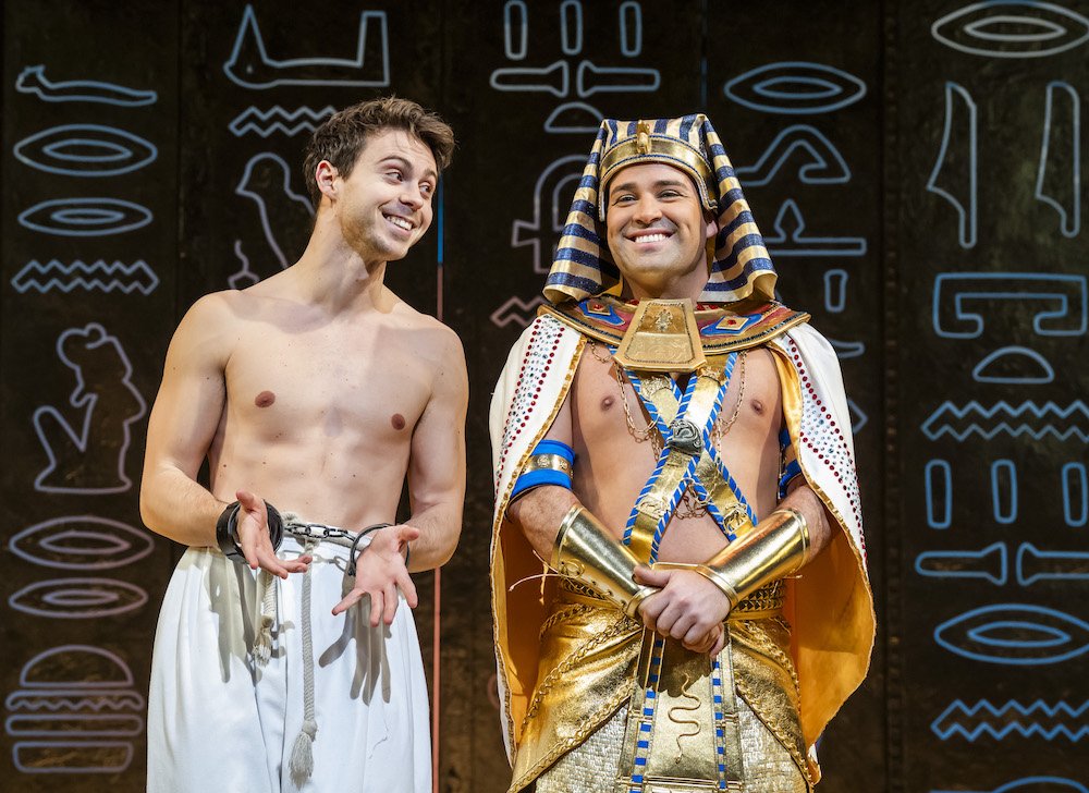 Joe McElderry (Pharaoh) and Adam Filipe (Joseph) in Joseph and the Amazing Technicolor Dreamcoat @ Sunderland Empire. (Opening 14-01-25) ©Tristram Kenton 01-25 (3 Raveley Street, LONDON NW5 2HX TEL 0207 267 5550 Mob 07973 617 355)email: tristram@tristramkenton.com