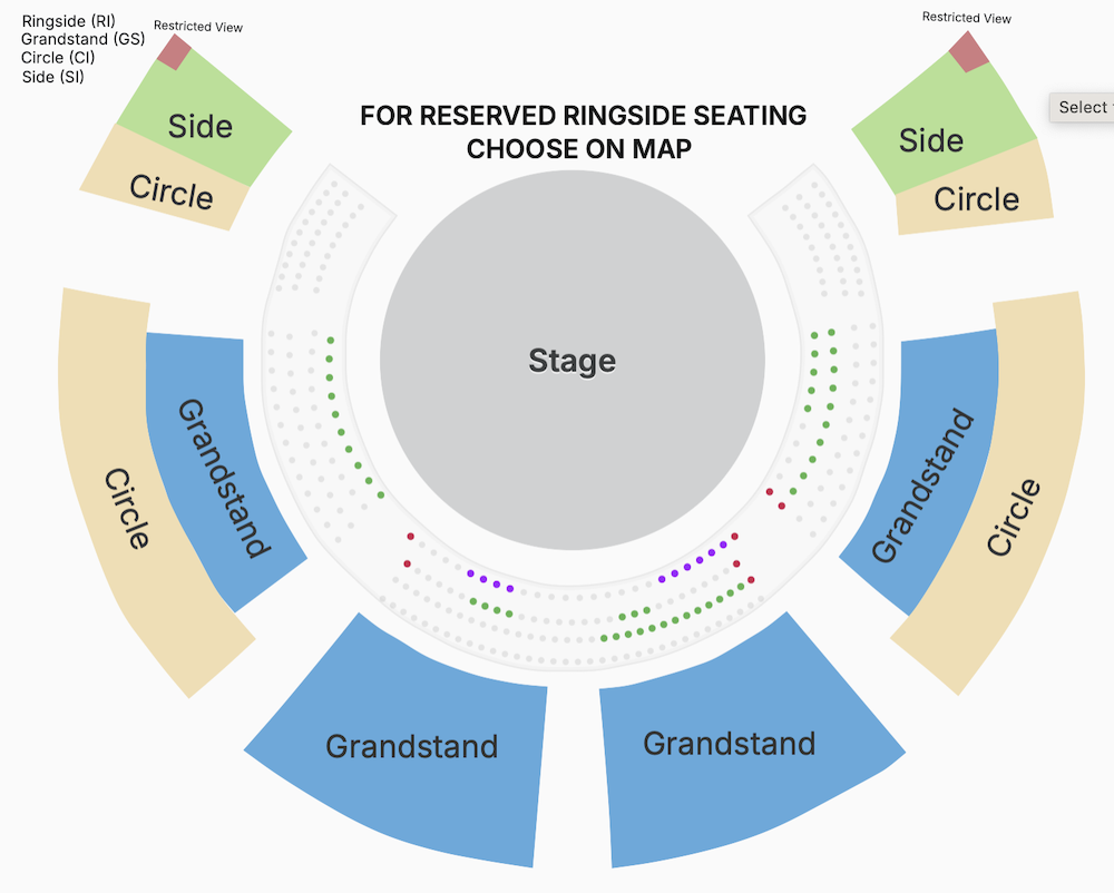 K POP Dragon Circus Trafford Centre seat map for tickets