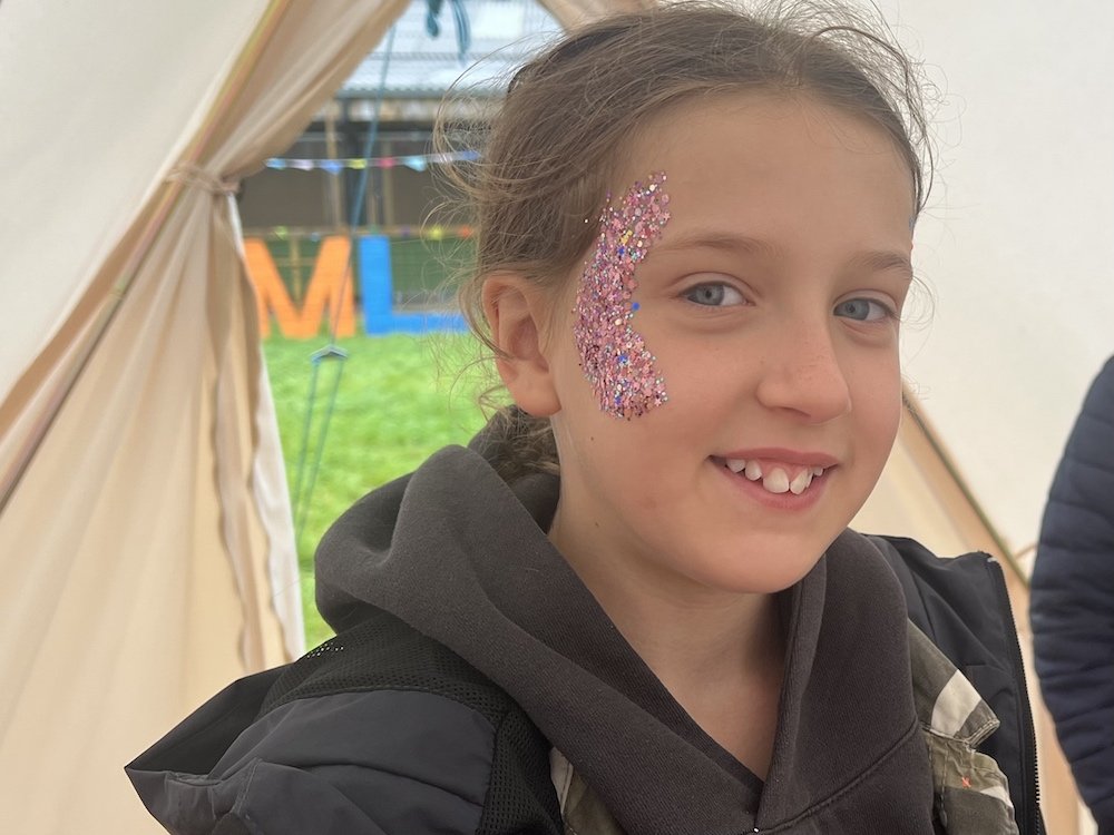 girl with Review of Cockfields Farmlife Festival and Top Tips Glitter