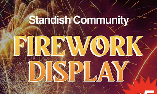 a poster for the standish firework display