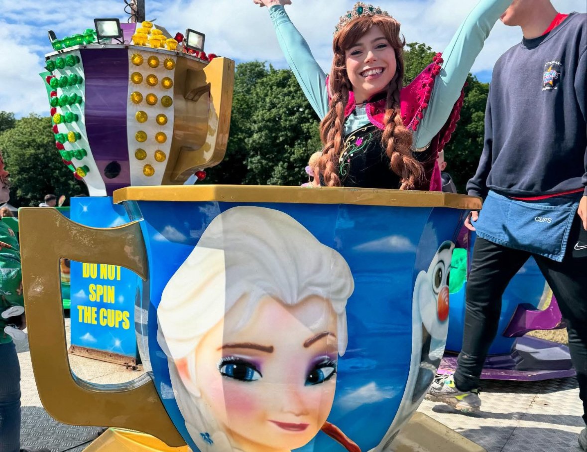 Winstanley park fun day a princess on a funn fair ride 