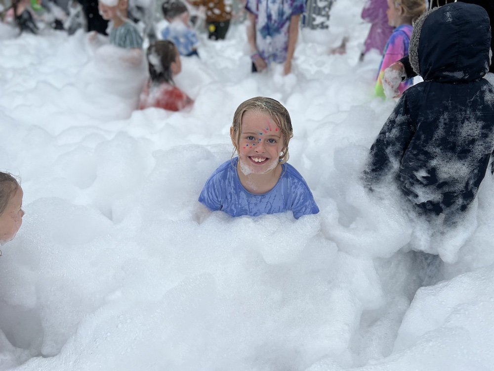 Girl at the Foam Party tivities and Cockfields Farmlife fest